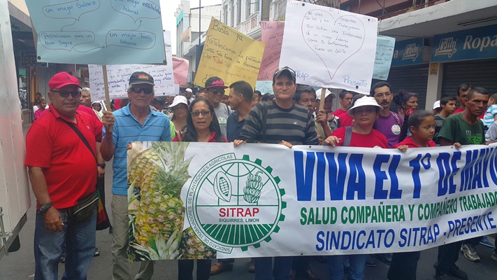 Costa Rica: SITRAP se hace presente en la gran marcha nacional por el 1ro. de mayo