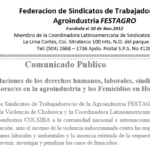 Comunicado Público- Ante las Violaciones de los derechos humanos, laborales, sindicales de las trabajadoras/es en la agroindustria y los Femicidios en Honduras