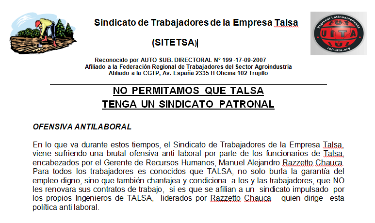 Comunicado de TALSA, opinión Final.