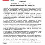 SITRAPBI declara Huelga en 5 fincas de empresa bananera llara Holding Inc.