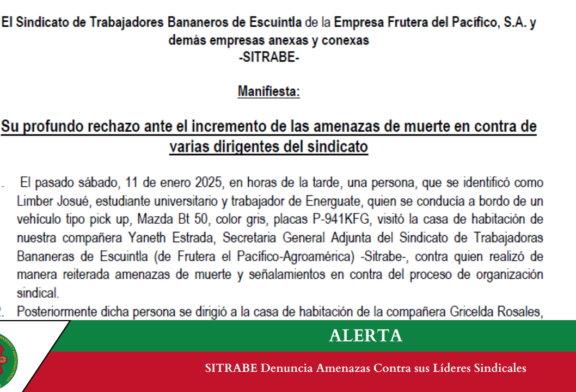 SITRABE Denuncia Escalada de Amenazas Contra sus Líderes Sindicales